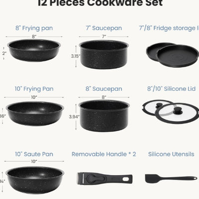 12 POTS And Pans Set, Non-stick Kitchen Cookware Set