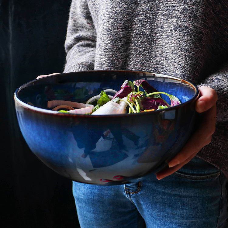 Creative Large Size Retro Tableware Household Bowl Porcelain Bowl