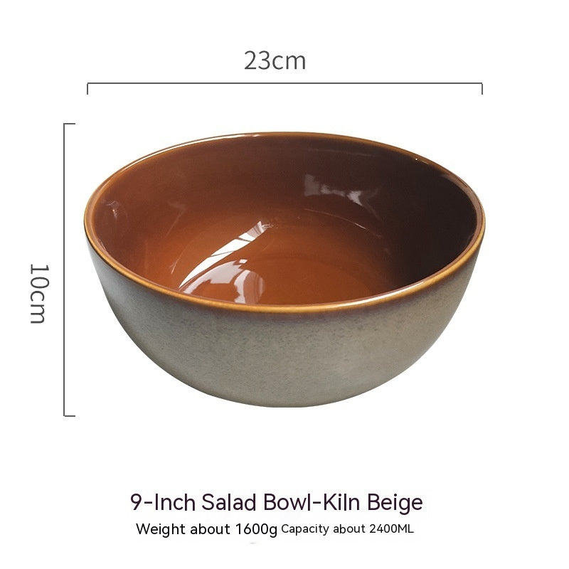 Creative Large Size Retro Tableware Household Bowl Porcelain Bowl